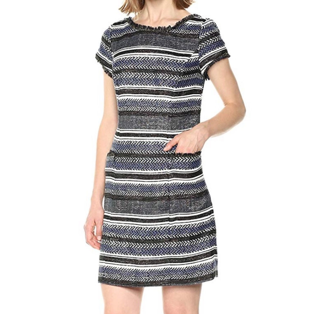Adrianna Papel Herringbone Stripe Shift Dress